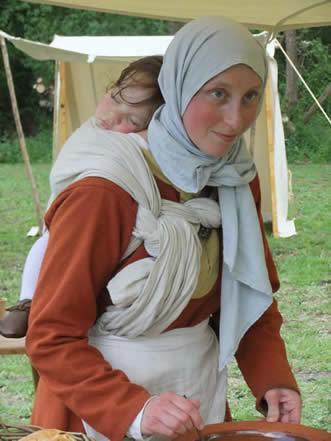 Helens baby slept soundly whilst she prepared an authentic 12th century lunch in a field next to King Johns Castle 22052015