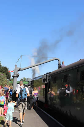 Topping up the steam engine with fresh water