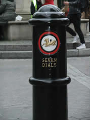 Seven Dials branded traffic bollard