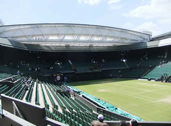 Centre Court with the roof open at Wimbledon